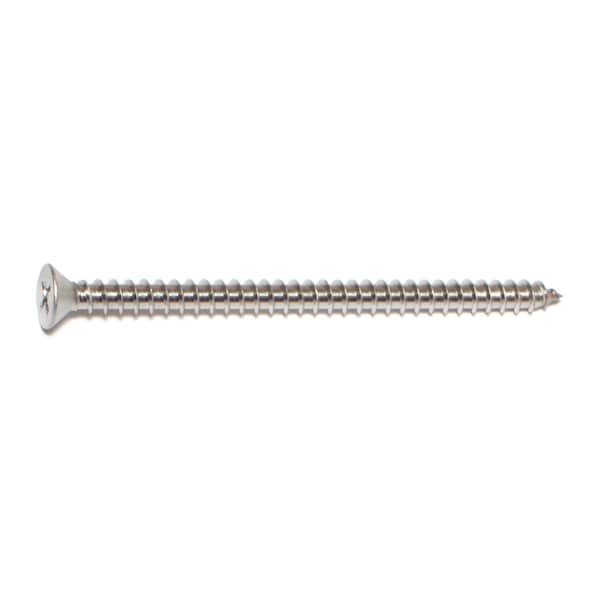 Midwest Fastener Sheet Metal Screw, #10 x 3 in, 18-8 Stainless Steel Flat Head Phillips Drive, 8 PK 68207 - main